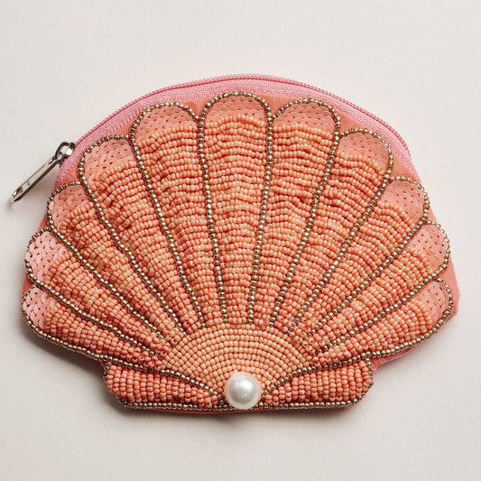 Seashell Beaded Coin Purse | Pearl Accent