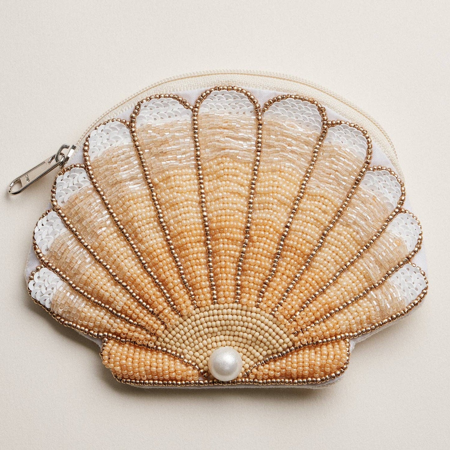 Seashell Beaded Coin Purse | Pearl Accent