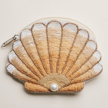 Seashell Beaded Coin Purse | Pearl Accent