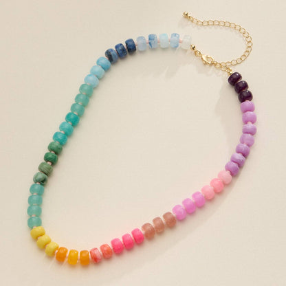 Gradient Color Round Disc Beaded | Necklace