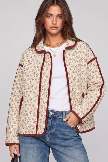NJ90412-Floral Quilted Jacket