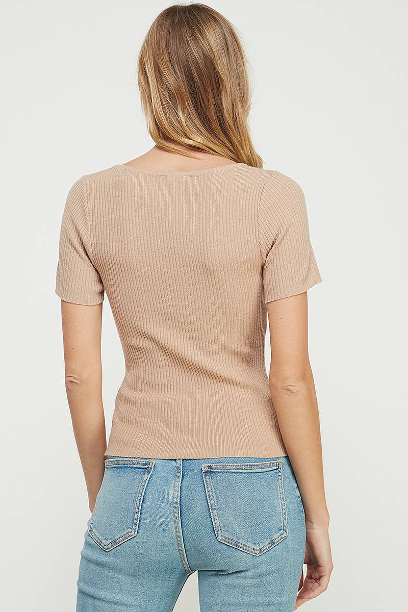 Square Neck Ribbed Fine Gauge Top