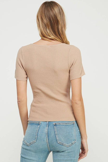 Square Neck Ribbed Fine Gauge Top