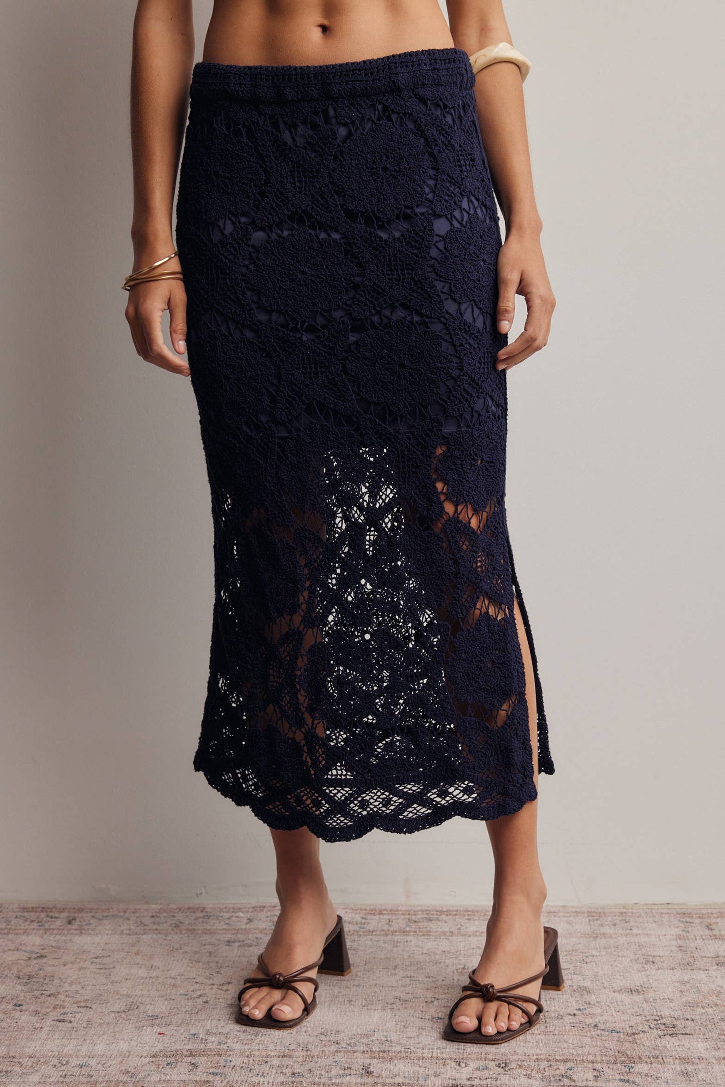 Crochet Lace Midi Skirt FWSK003
