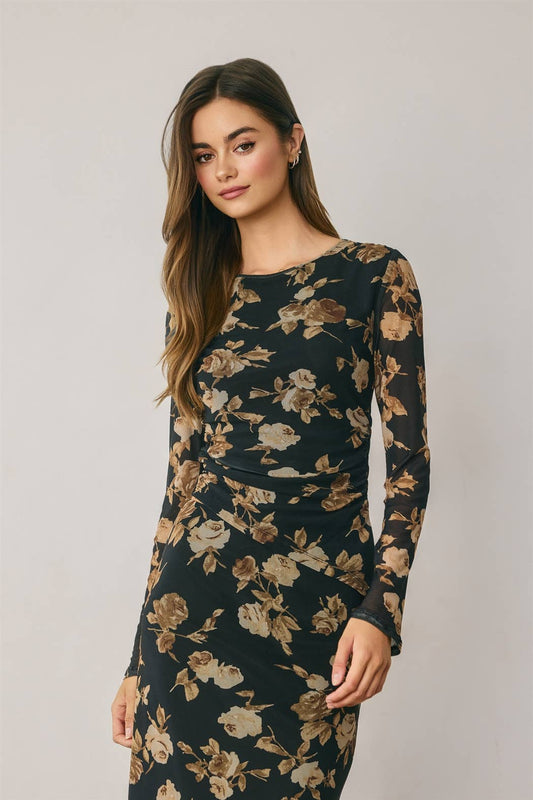 Floral Mesh Asymmetrical Top