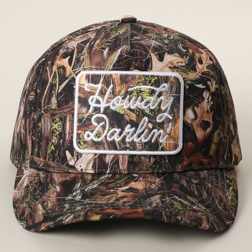 Howdy Darlin' Embroidered Patch Contrast Crown Camo Brim Cap