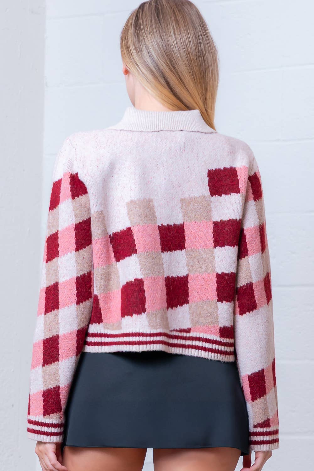HWJ65174T-LONG SLV SCALLOPED COLLAR BUTTON UP SWEATER