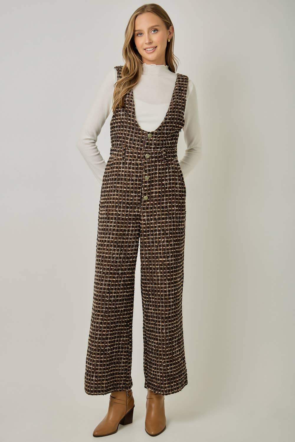Tweed Low Neck Jumpsuit