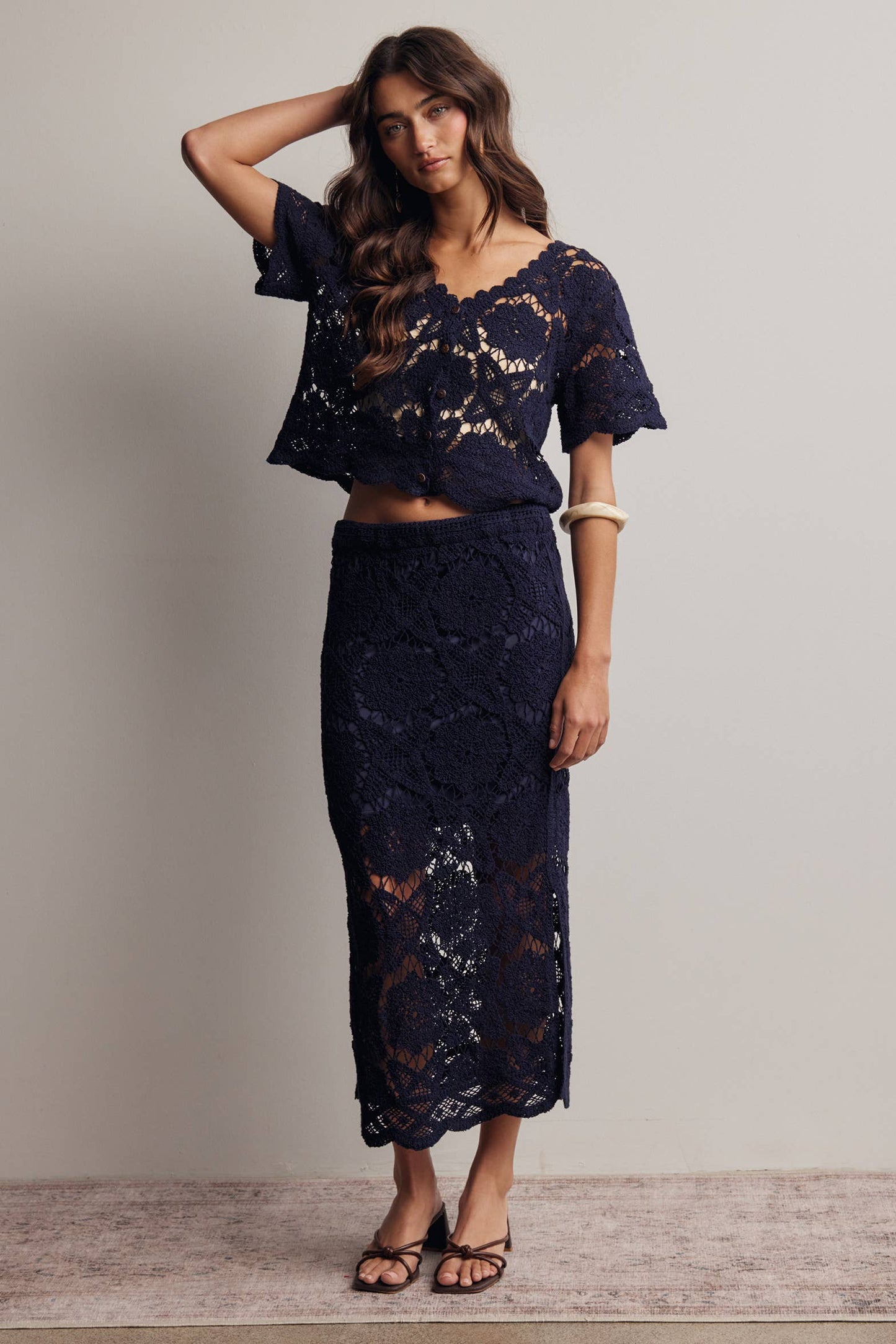 Crochet Lace Midi Skirt FWSK003