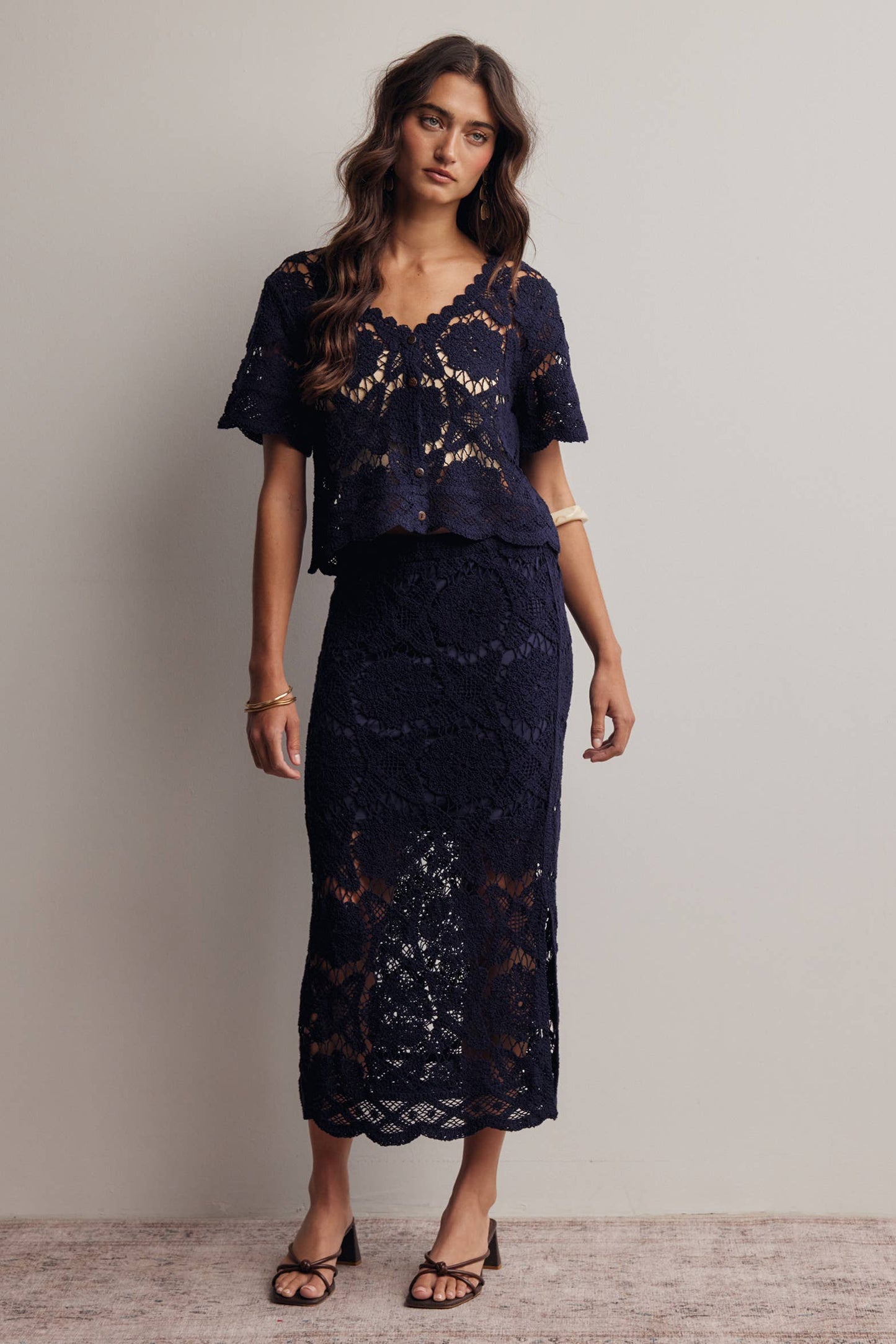 Crochet Lace Midi Skirt FWSK003