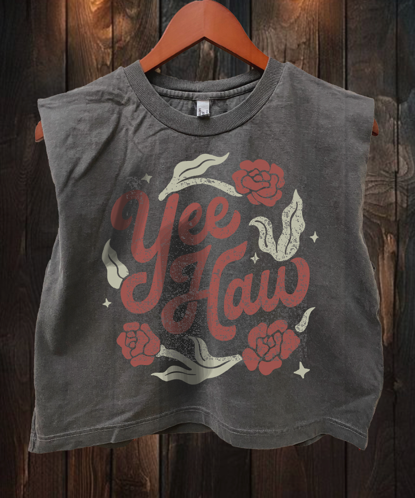 Yee Haw boxy Muscle crop top