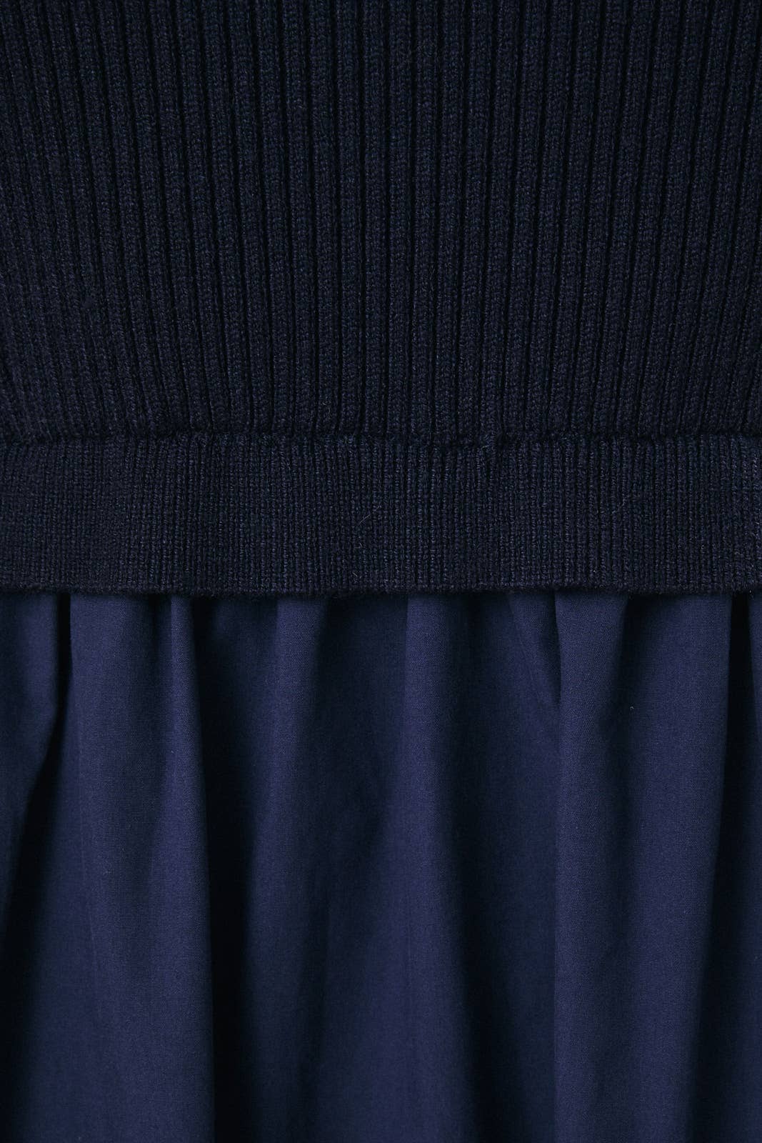 MOCK NECK SHORT SLEEVE KNIT & WOVEN MIX TIERED MIDI DRESS