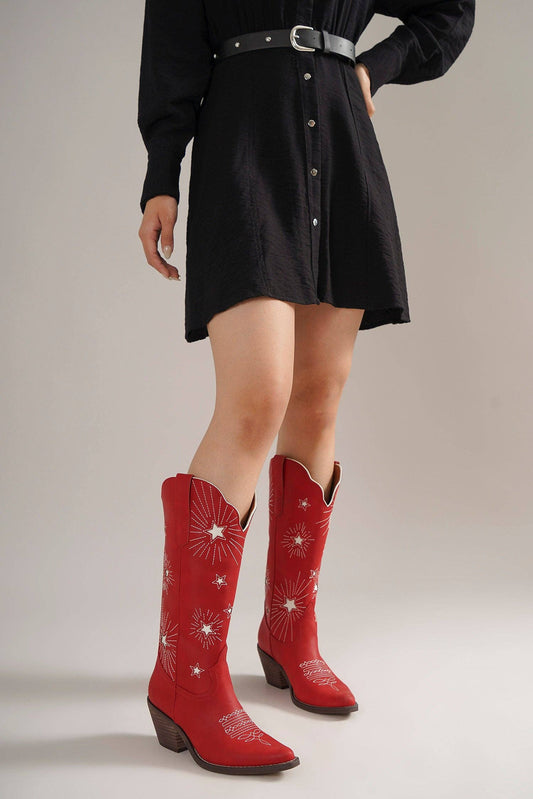 Red Radiant Star Western Boots