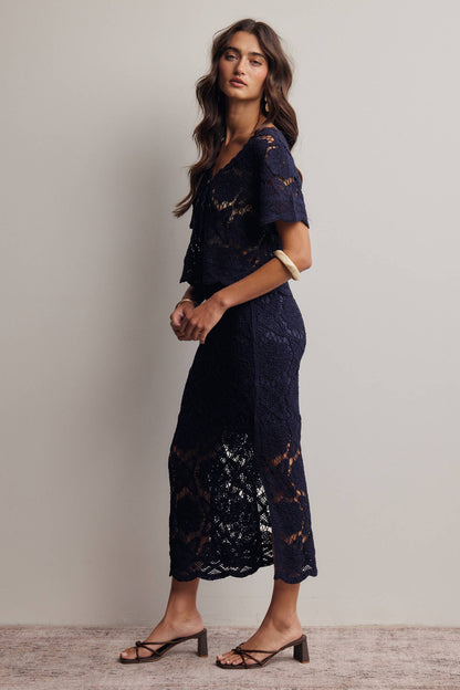Crochet Lace Midi Skirt FWSK003