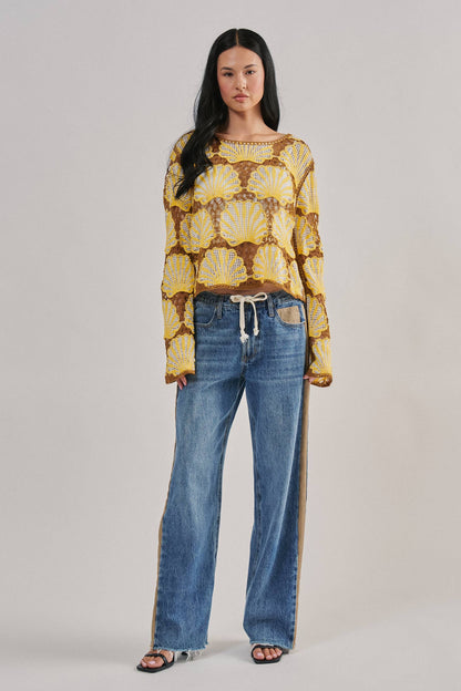 Crochet Lace Seashell Scalloped Knit Top