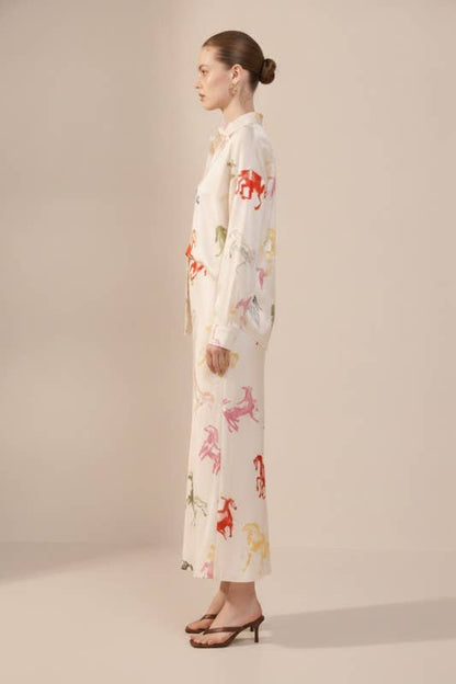 LS72042T-COLORFUL HORSE PRINTED SKIRT