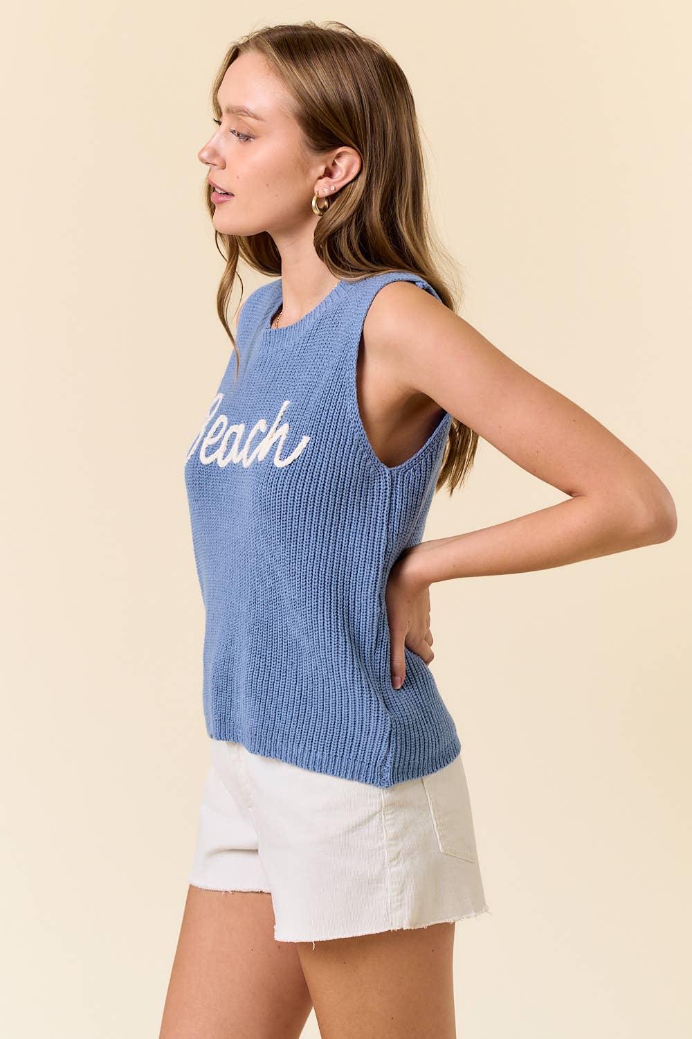 BLUE BEACH SWEATER TANK TOP