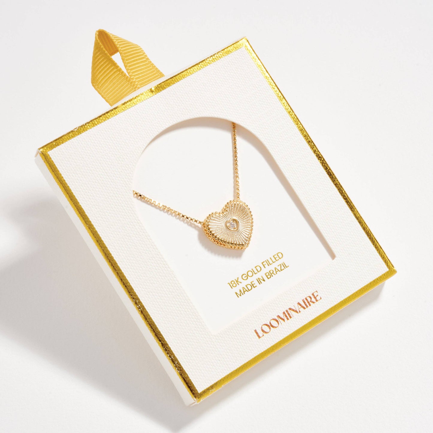 18K Gold Filled Sunburst Heart Necklace
