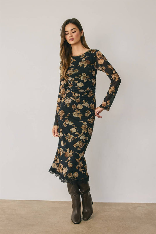 Floral Lace bottom Midi Skirt