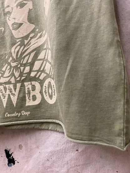 Adios Cowboy regular Cropped Acid wash T-shirt