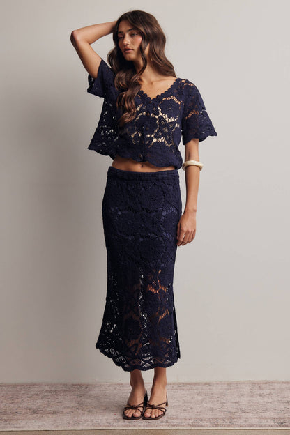 Crochet Lace Midi Skirt FWSK003