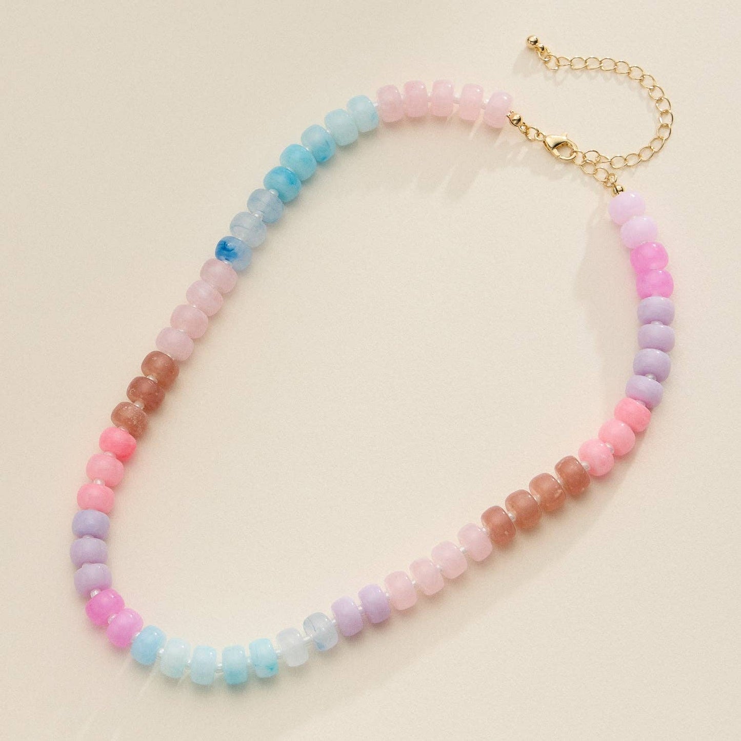 Gradient Color Round Disc Beaded | Necklace