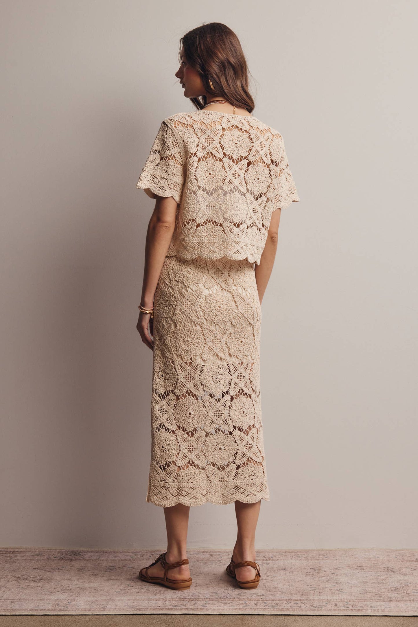 Crochet Lace Midi Skirt FWSK003