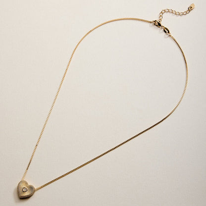 18K Gold Filled Sunburst Heart Necklace