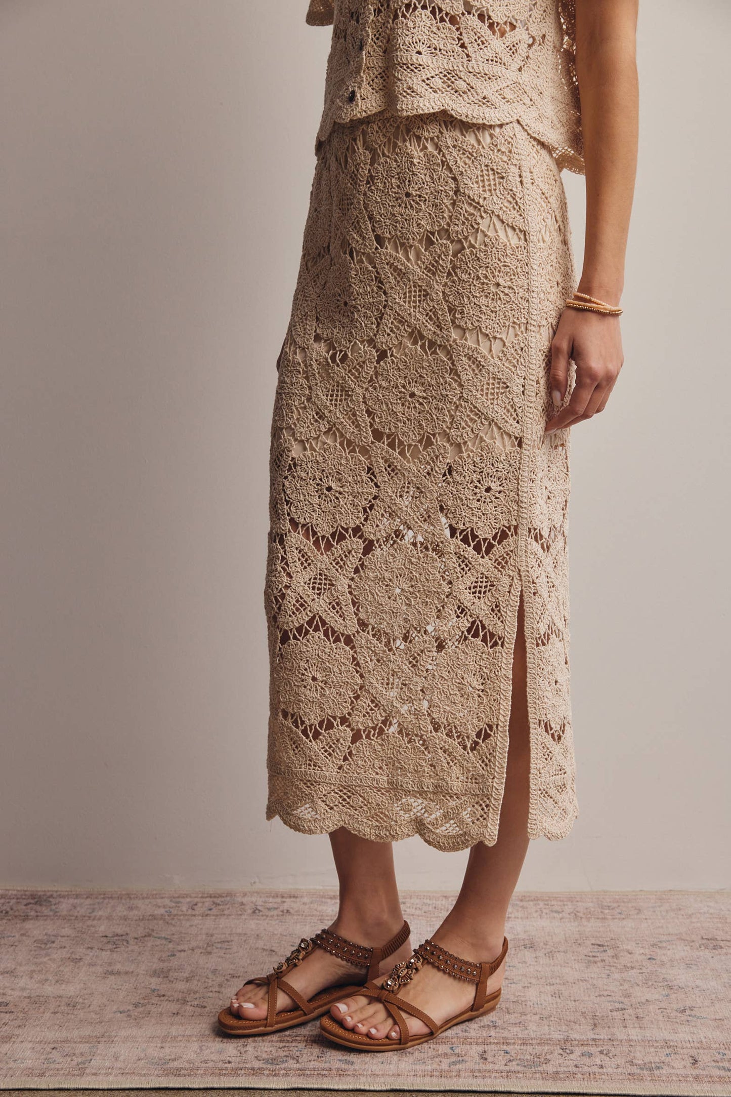 Crochet Lace Midi Skirt FWSK003