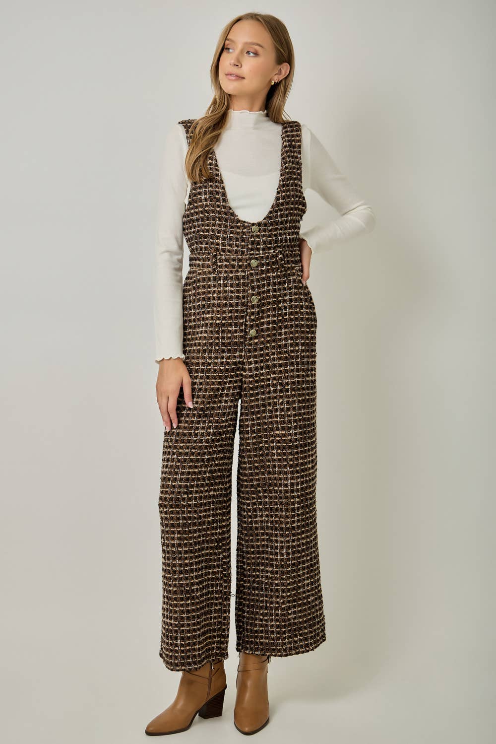 Tweed Low Neck Jumpsuit