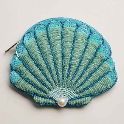 Seashell Beaded Coin Purse | Pearl Accent