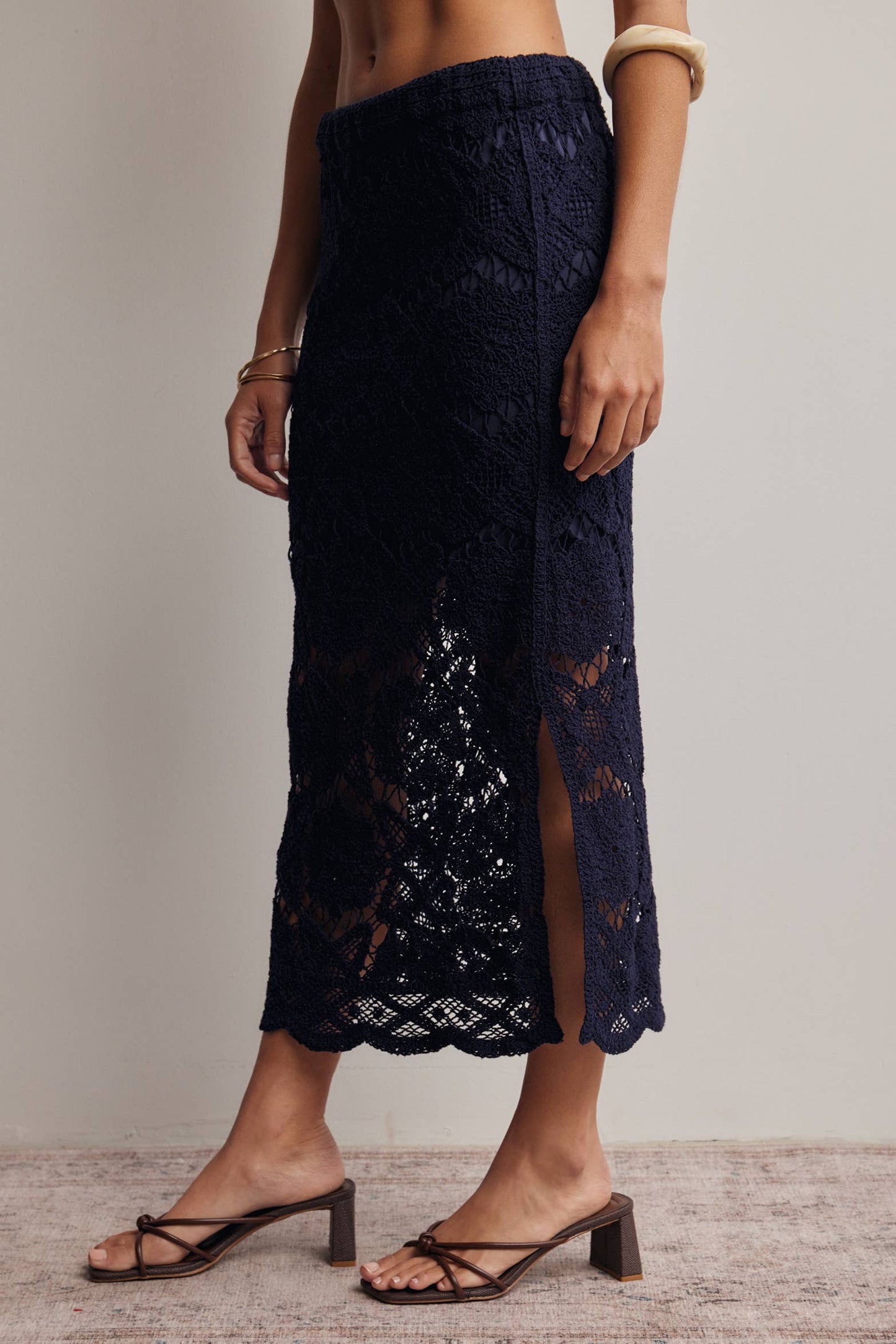 Crochet Lace Midi Skirt FWSK003
