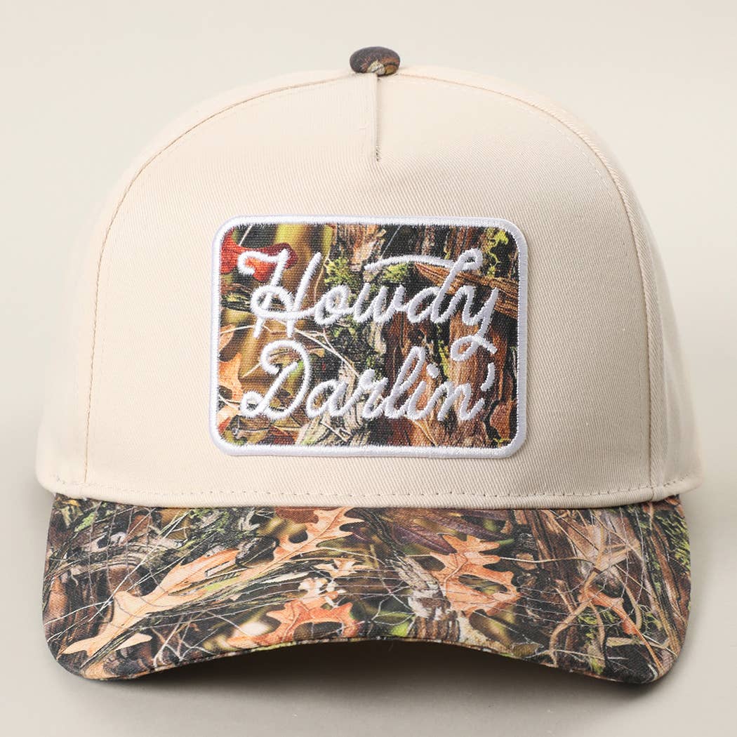 Howdy Darlin' Embroidered Patch Contrast Crown Camo Brim Cap