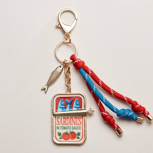 Sardine Tin Keychain with Tassel Charm