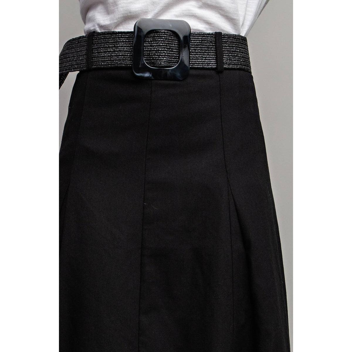 LINEN MAXI FLARE SKIRT with TRIM BELT