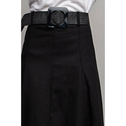 LINEN MAXI FLARE SKIRT with TRIM BELT