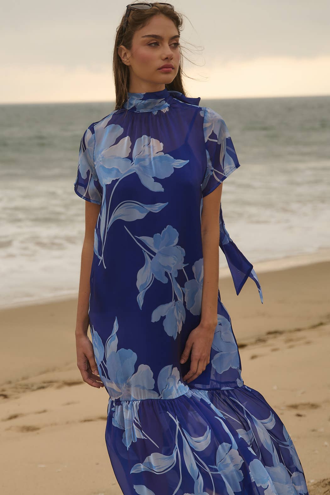 Dime Organza Mockneck Maxi Dress Floral