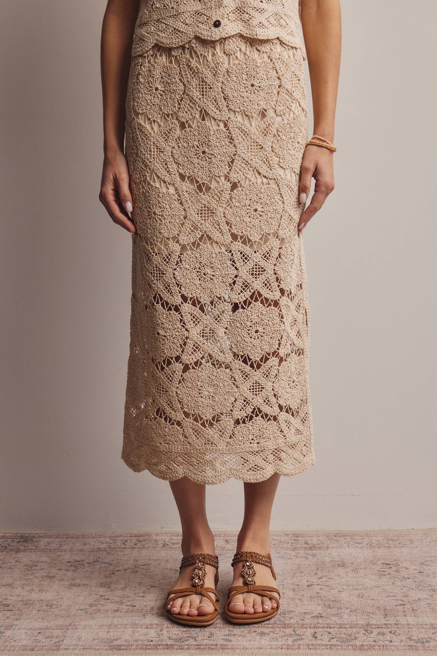 Crochet Lace Midi Skirt FWSK003