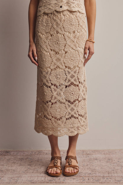 Crochet Lace Midi Skirt FWSK003