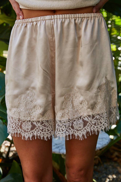 Satin and Lace Detail Short