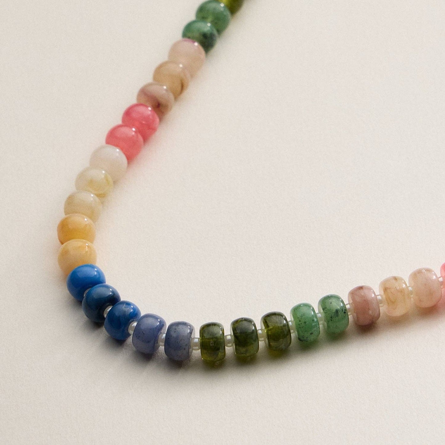 Gradient Color Round Disc Beaded | Necklace