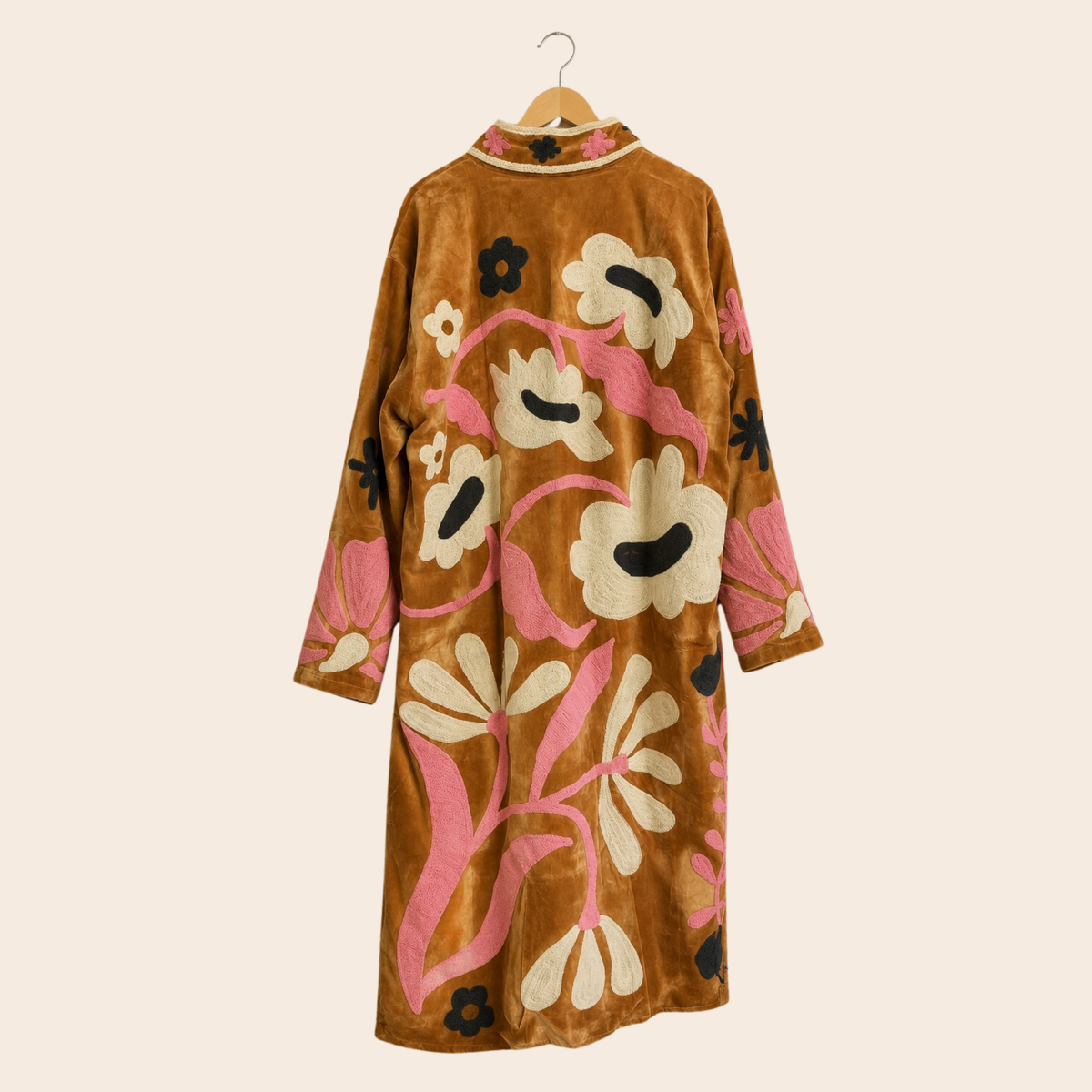 Long flower coat embroidered
