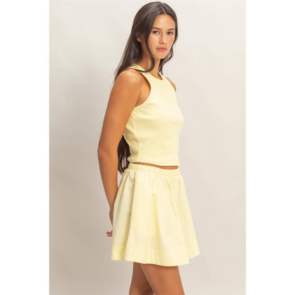 Sleeveless Ribbed Top And Skirt Set