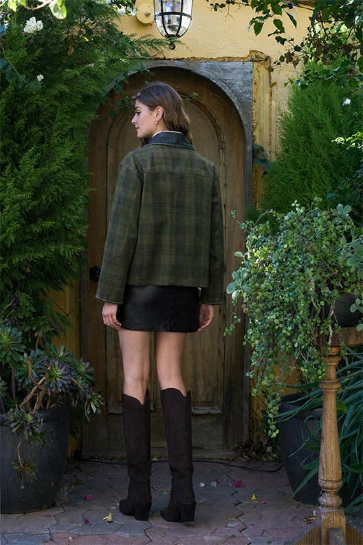 PLAID COLLARED JACKET