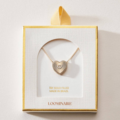 18K Gold Filled Sunburst Heart Necklace
