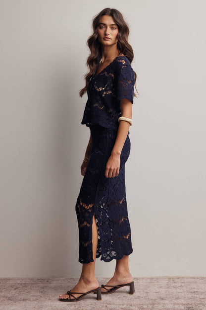 Crochet Lace Midi Skirt FWSK003